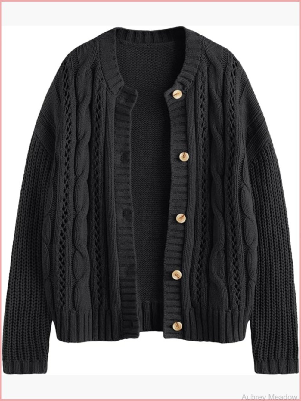 Cable Knit Crochet Cardigan Sweater Button Up Chunky Fall Jacket - Picture 1 of 5